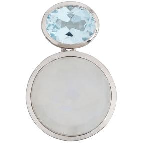 Anhänger 925 Sterling Silber Regenbogenmondstein
