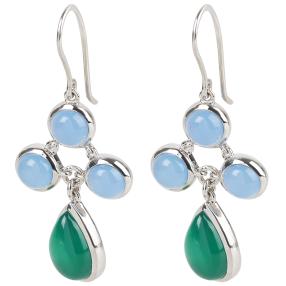 Ohrhänger 925 Sterling Silber Chalzedon blau+grün
