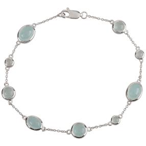 Armband 925 Sterling Silber Chalzedon aqua