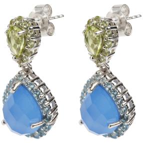 Ohrhänger 925 Sterling Silber Chalzedon, Peridot