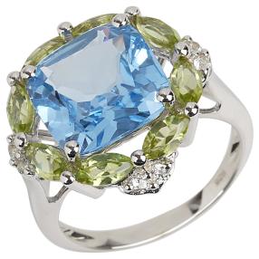 Ring 925 Sterling Silber Quarz + Peridot