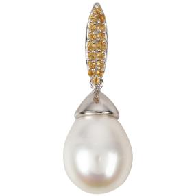 Anhänger 925 Sterling Silber Perle + Citrin