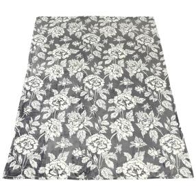 Kuscheldecke floral grau-weiß, 150 x 200 cm