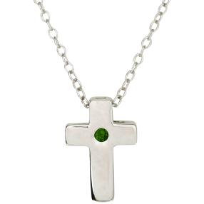 Kette+Anhänger 925 Silber Chromdiopsid Kreuz