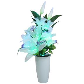 LED-Glasfaser-Liliengesteck weiß