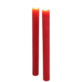 LED-Stabkerze Rustik Rot 2er-Set