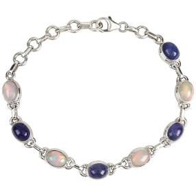 Armband 925 Sterling Silber Opal+Tansanit