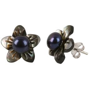 Ohrstecker 925 Sterling Silber Perlmutt + Perle