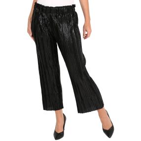 Damen-Plisseehose, schwarz