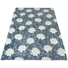Kuscheldecke Pfingstrose grau-weiß 150x200cm