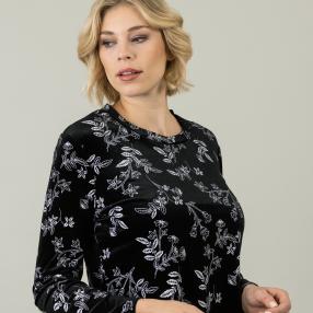 FASHION NEWS Samt-Shirt, schwarz/weiß