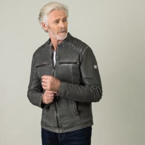 OTTO KERN Herren-Lederjacke 'Stanton' dunkelgrau