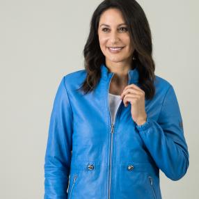 OTTO KERN Damen-Lederjacke 'Biella', royalblau