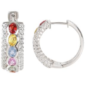 Creolen 925 Sterling Silber Multi Saphir