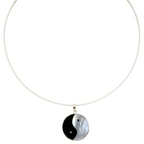 Anhänger 925 St. Silber Yin-Yang Perlmutt mit Reif