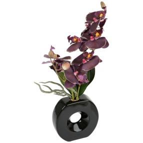 Orchidee lila-gold in Vase schwarz