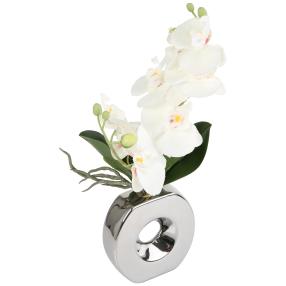 Orchidee weiß-silber in Vase silber