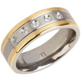Ring Titan bicolor+Zirkonia