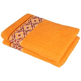 Duschtuch 2-teilig Bordüre, orange