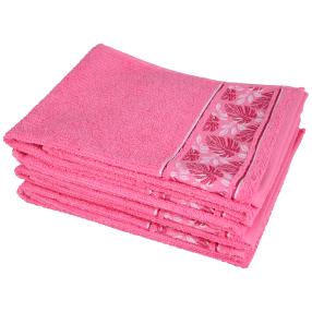 Handtuch 4-teilig Blätter, rosa
