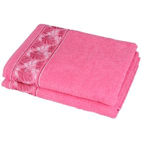 Duschtuch 2-teilig Blätter, rosa