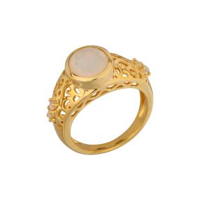Ring 925 Silber vergoldet Äthiopischer Opal