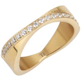 Titan Ring vergoldet mit Zirkonia