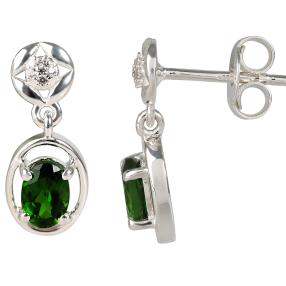 Ohrhänger 925 Sterling Silber Chromdiopsid