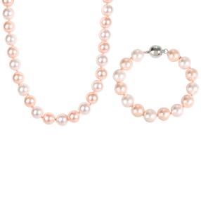 Set Collier+Armband Muschelkernperle rosé
