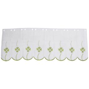 Plauner Spitze Gardine Kleeblatt weiß/grün