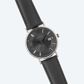 DUXOT Weißgolduhr 585, Automatik, Lederband grau