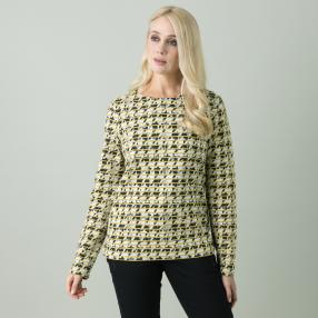 GINA LAURA Damen Sweatshirt, Hahnentritt gelb