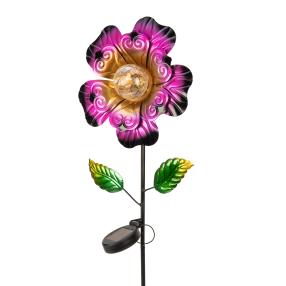 LED-Metallstecker Blume pink, ca. 22x12x83cm