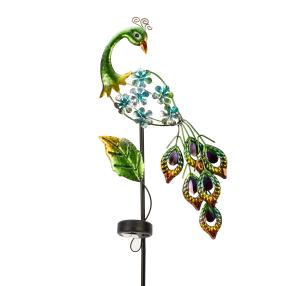 LED-Metallstecker Pfau grün, ca. 25x4,5x82,5cm