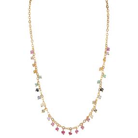 Collier 925 Silber vergoldet Multi Saphir