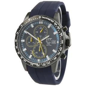 ETT Herrenuhr, Solar-Chronograph, Silikonband blau