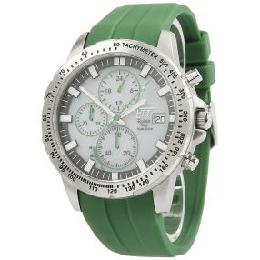 ETT Herrenuhr, Solar-Chronograph, Silikonband grün