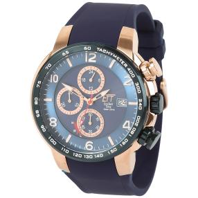 ETT Herrenuhr, Solar-Chronograph, Silikonband blau