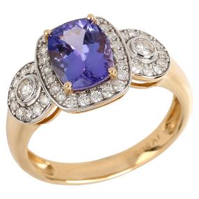 Ring 585GG AAAATansanit+Brillanten
