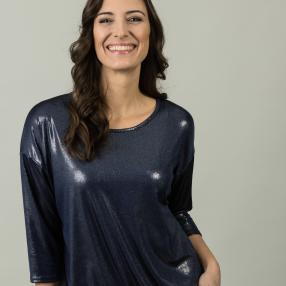 Damen-Shirt 'Amelia', blau/silber
