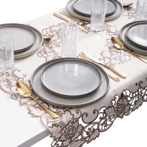Mitteldecke Blumen creme-braun 85x85cm