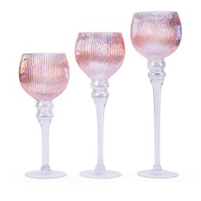 Windlicht Perlmuttoptik 3tlg. rosa