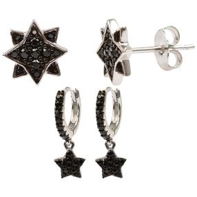 2er Set Ohrringe 925 Sterling Silber Spinell