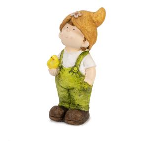 Junge mit Vogel grün, ca. 18x18x43cm
