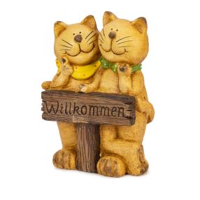 Deko-Katzen gelb "Willkommen" , ca. 26x15x35cm