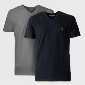 U.S. POLO ASSN. Herren 2er Pack Shirt grau/schwarz