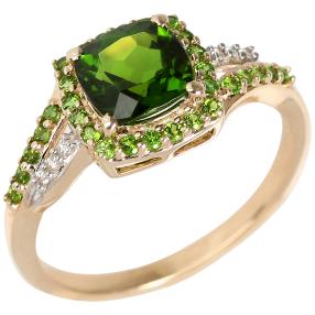 Ring 375 Gelbgold Chromdiopsid