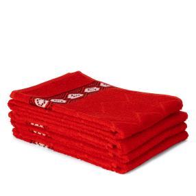 WOHNEN & GENIESSEN Handtuch 4tlg. wellig rot