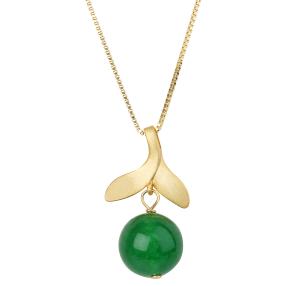 Kette + Anhänger 925 St. Silber vergoldet Jade