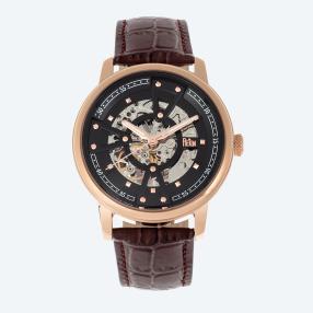Reign Automatik-Herrenuhr "Belfour" braun/roségold